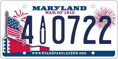 MD license plate 4AU0722