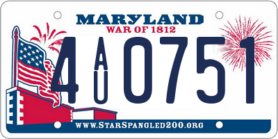 MD license plate 4AU0751