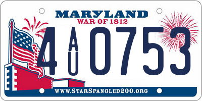 MD license plate 4AU0753