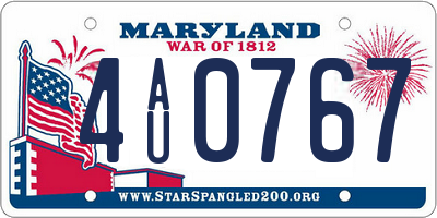 MD license plate 4AU0767