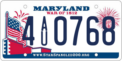 MD license plate 4AU0768