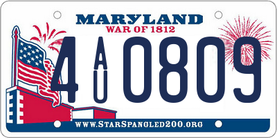 MD license plate 4AU0809