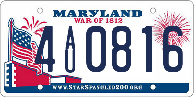 MD license plate 4AU0816