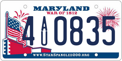 MD license plate 4AU0835