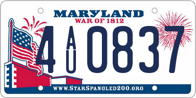 MD license plate 4AU0837