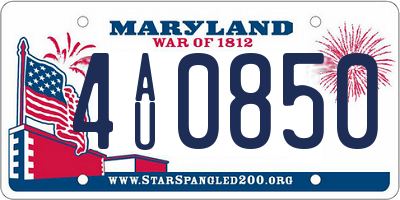 MD license plate 4AU0850
