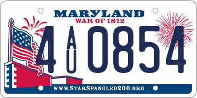 MD license plate 4AU0854
