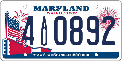 MD license plate 4AU0892