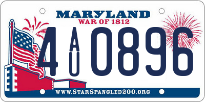 MD license plate 4AU0896