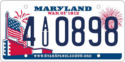 MD license plate 4AU0898
