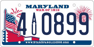 MD license plate 4AU0899