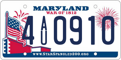 MD license plate 4AU0910