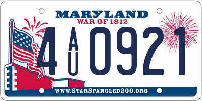 MD license plate 4AU0921