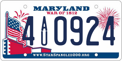 MD license plate 4AU0924