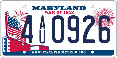 MD license plate 4AU0926
