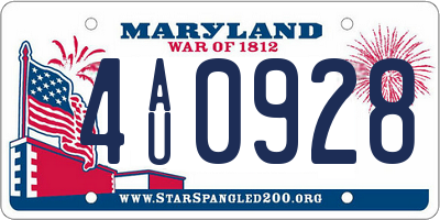 MD license plate 4AU0928
