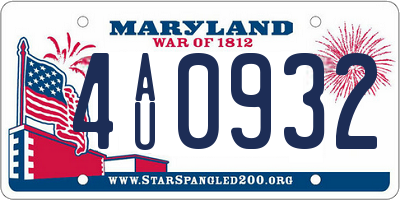 MD license plate 4AU0932