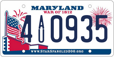 MD license plate 4AU0935