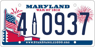MD license plate 4AU0937