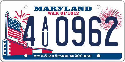 MD license plate 4AU0962