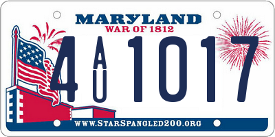 MD license plate 4AU1017