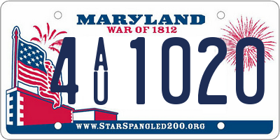 MD license plate 4AU1020