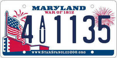 MD license plate 4AU1135
