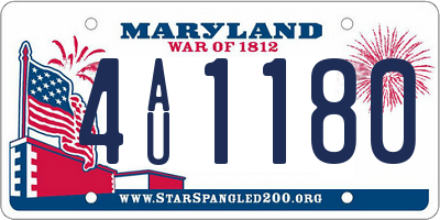 MD license plate 4AU1180