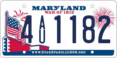 MD license plate 4AU1182
