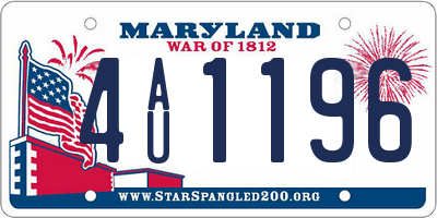 MD license plate 4AU1196