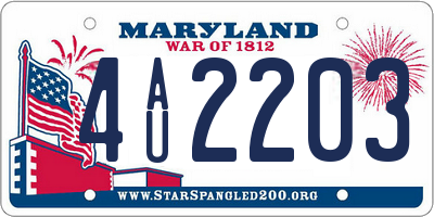 MD license plate 4AU2203