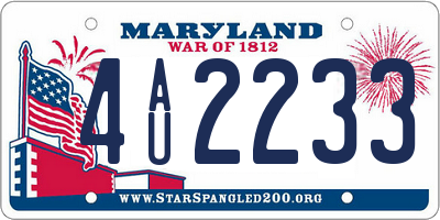 MD license plate 4AU2233