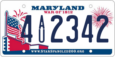 MD license plate 4AU2342