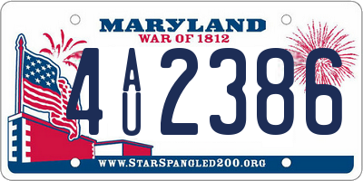 MD license plate 4AU2386
