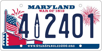 MD license plate 4AU2401