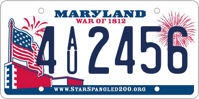 MD license plate 4AU2456