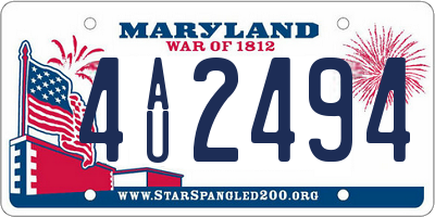 MD license plate 4AU2494