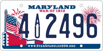 MD license plate 4AU2496