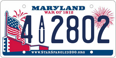 MD license plate 4AU2802