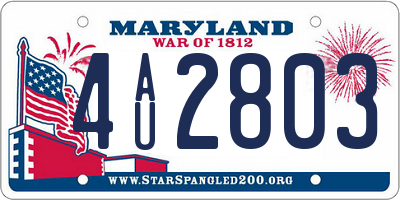 MD license plate 4AU2803