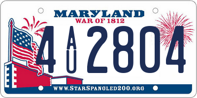 MD license plate 4AU2804