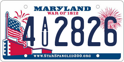 MD license plate 4AU2826