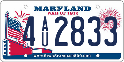 MD license plate 4AU2833