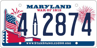 MD license plate 4AU2874