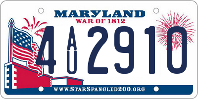 MD license plate 4AU2910