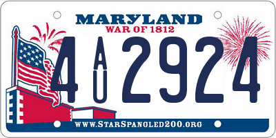 MD license plate 4AU2924