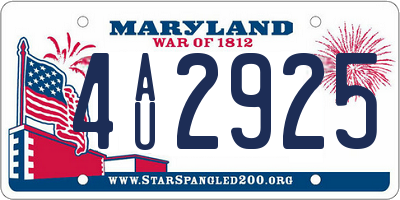 MD license plate 4AU2925
