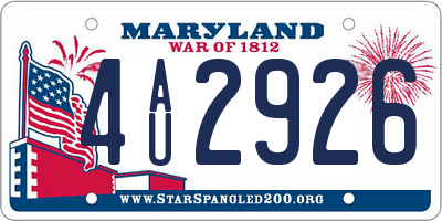 MD license plate 4AU2926