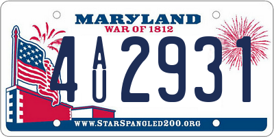 MD license plate 4AU2931