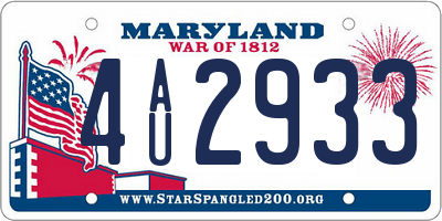 MD license plate 4AU2933